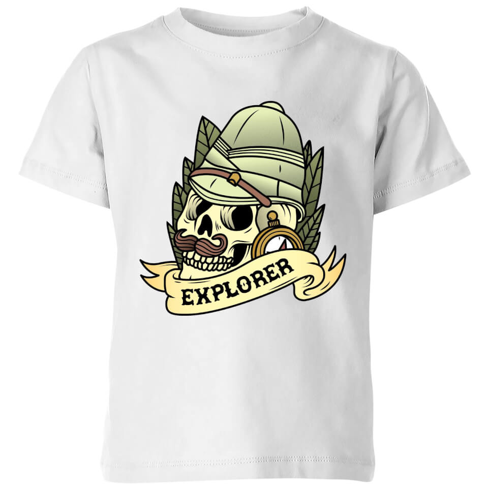 Explorer Skull Kids' T-Shirt - White