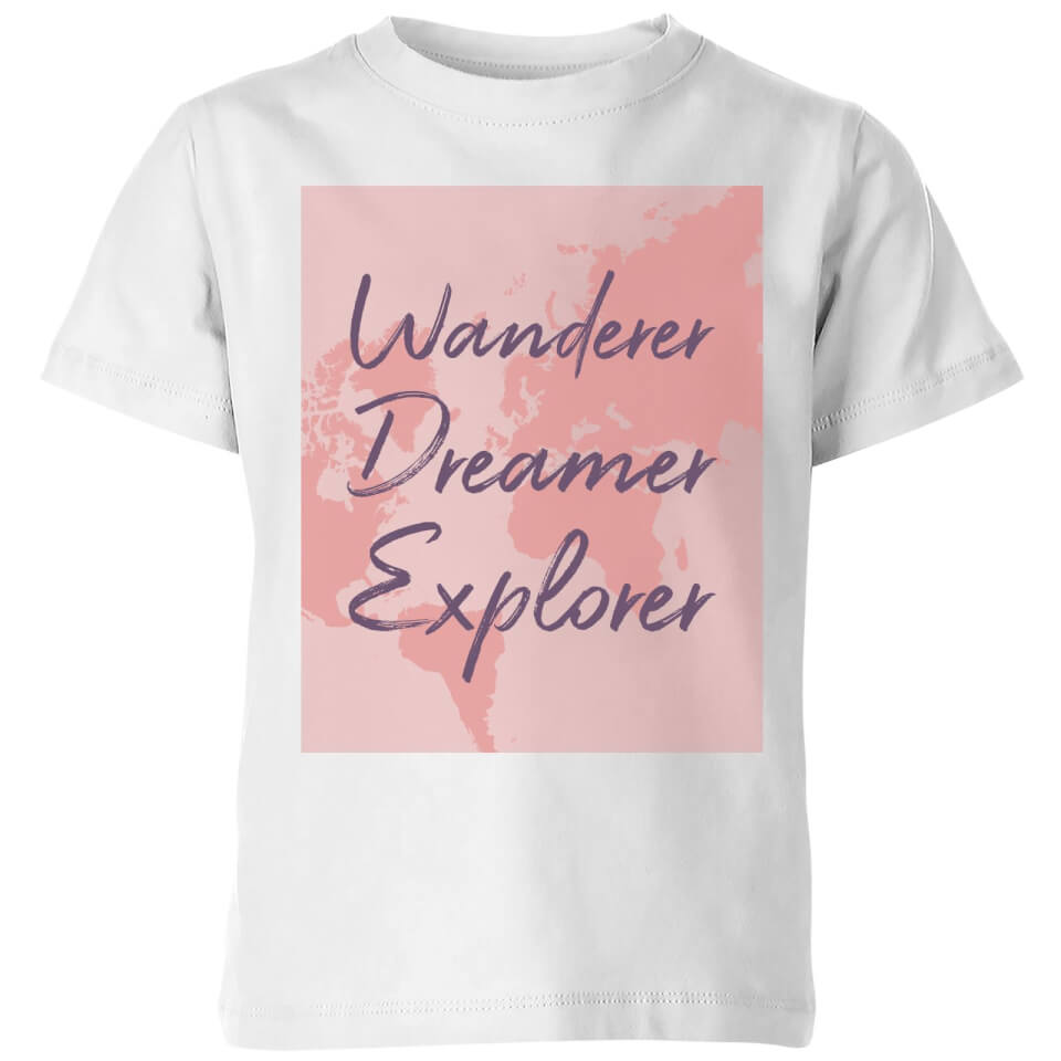 Wander Dreamer Explorer With Map Background Kids' T-Shirt - White