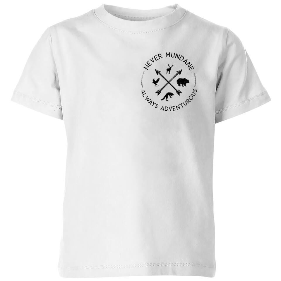 Never Mundane Always Adventurous Pocket Print Kids' T-Shirt - White