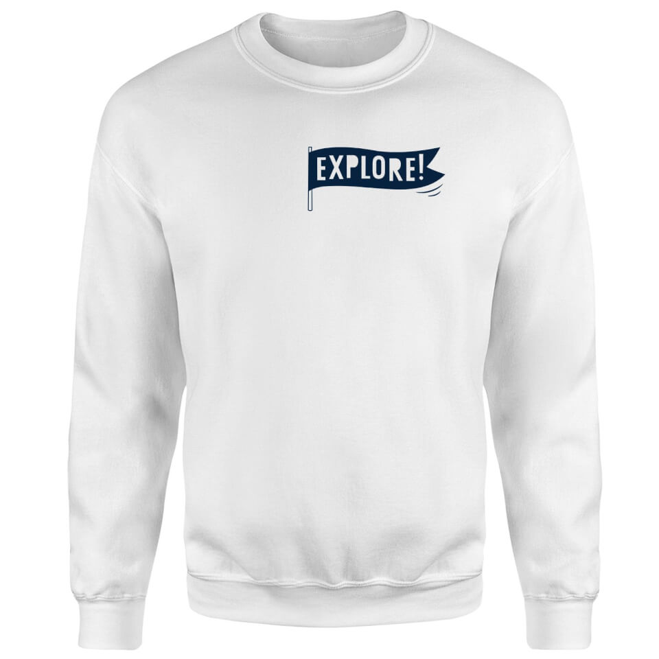 Explore! Flag Pocket Print Sweatshirt - White 2