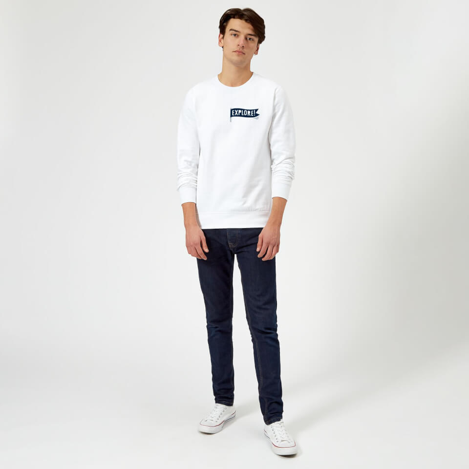 Explore! Flag Pocket Print Sweatshirt - White 1
