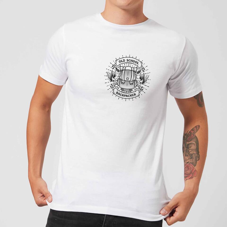 Vintage Old School Backpacker Pocket Print Men's T-Shirt - White