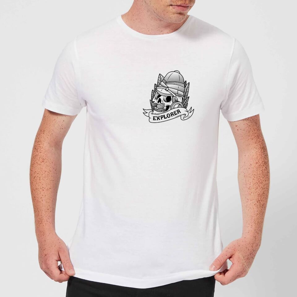 Explorer Skull Pocket Print Men's T-Shirt - White