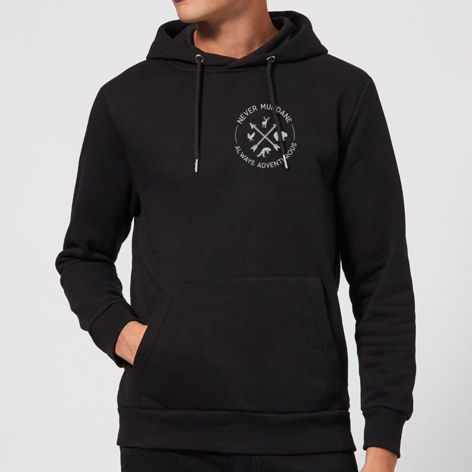 Never Mundane Pocket Print Hoodie - Black