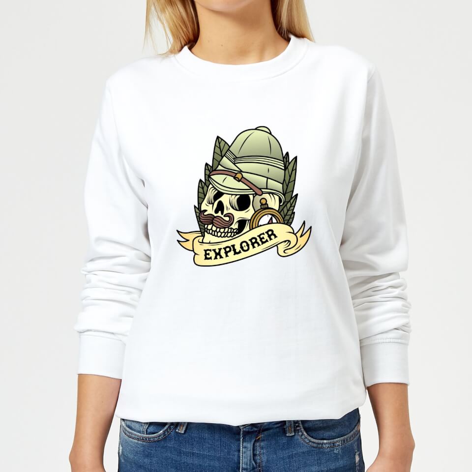 Explorer Skull Women's Sweatshirt - White