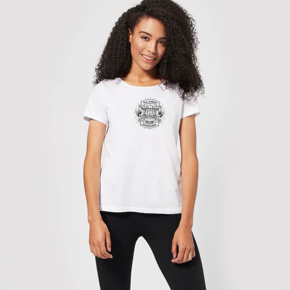 Vintage Old School Backpacker Pocket Print Women's T-Shirt - White 1