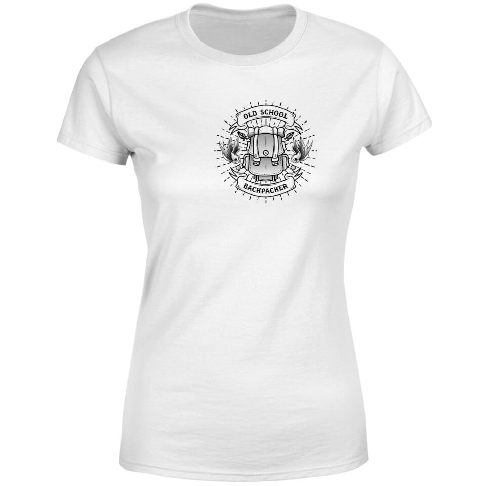 Vintage Old School Backpacker Pocket Print Women's T-Shirt - White 3