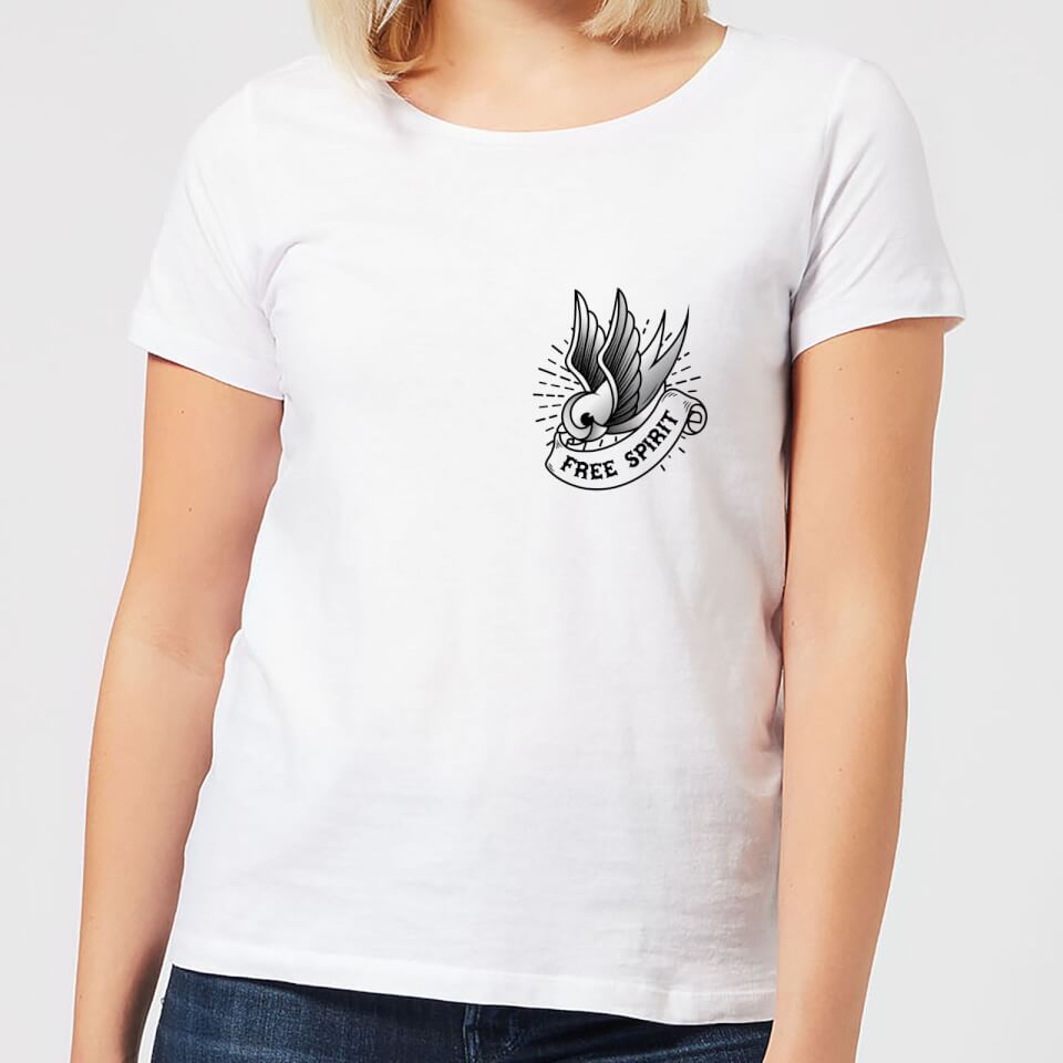 Swallow Free Spirit Pocket Print Women's T-Shirt - White