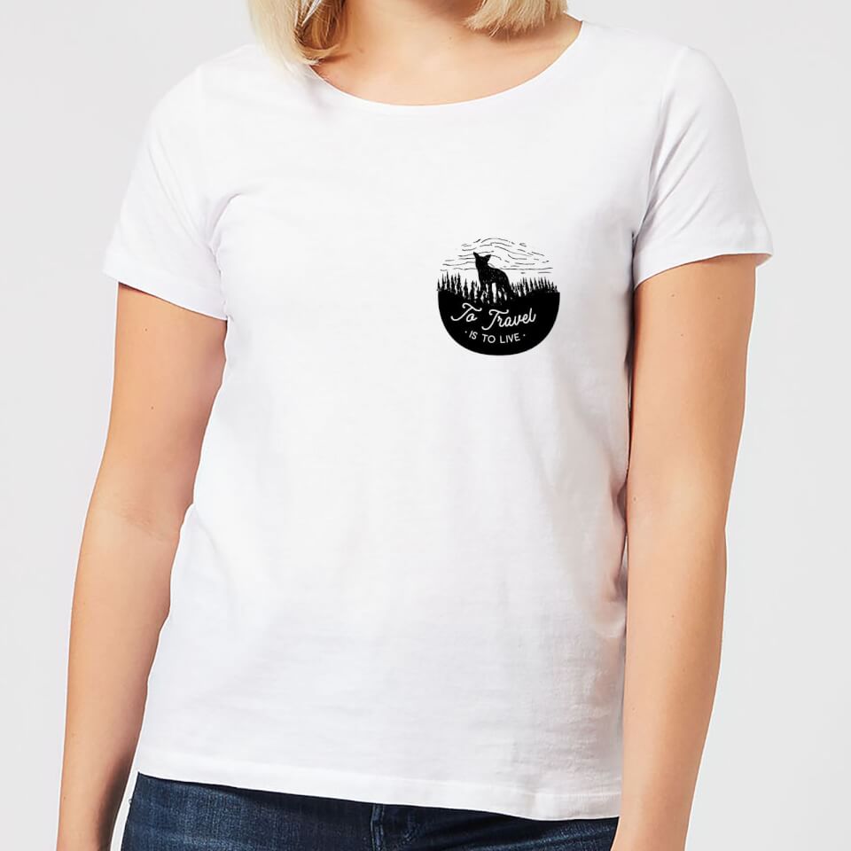 Black To Travel Is To Live Pocket Print Women's T-Shirt - White