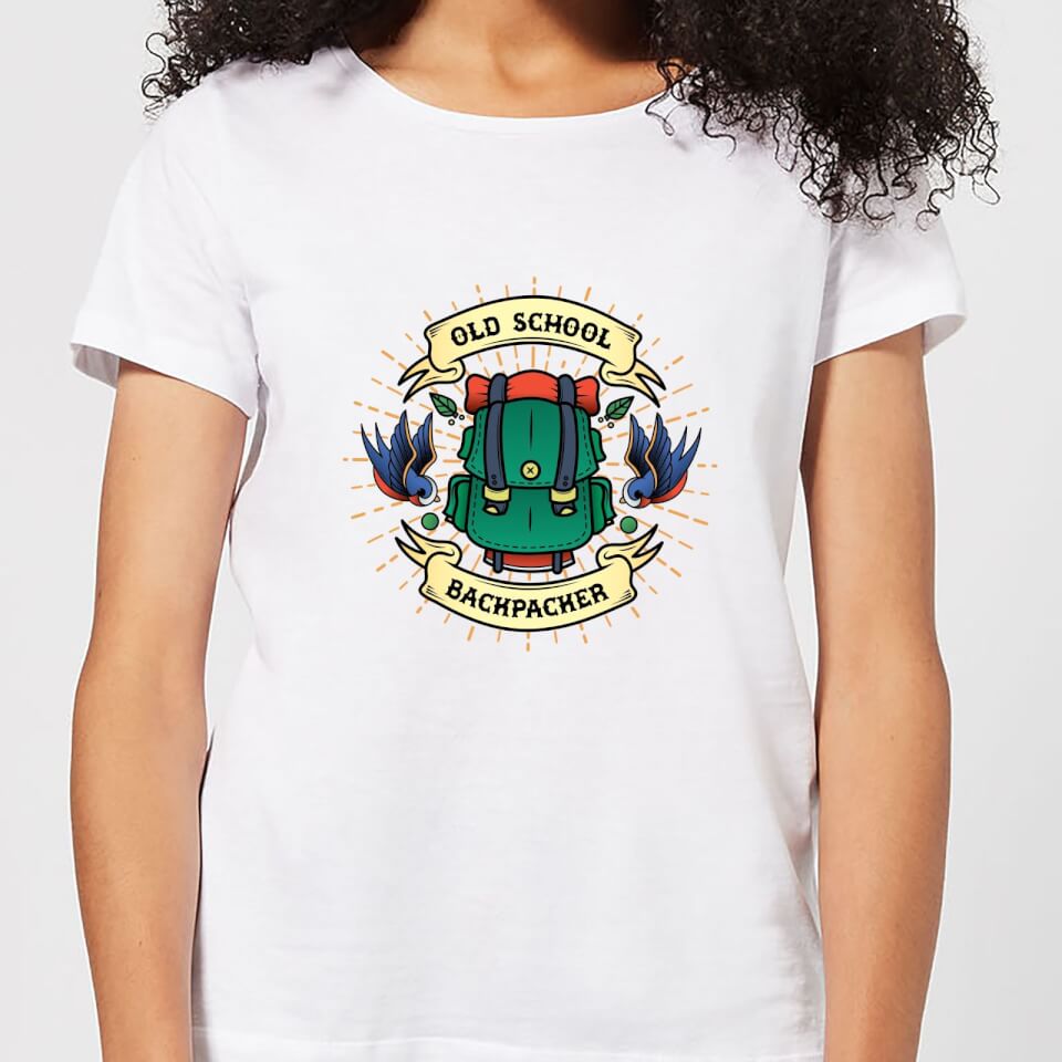 Vintage Old School Backpacker Women's T-Shirt - White