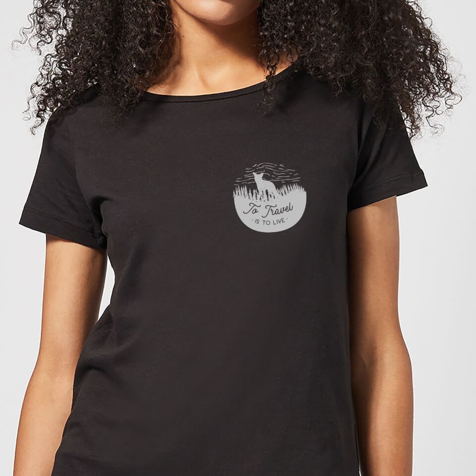 To Travel Is To Live Pocket Print Women's T-Shirt - Black