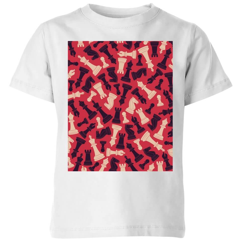 Chess Piece Pattern Kids' T-Shirt - White