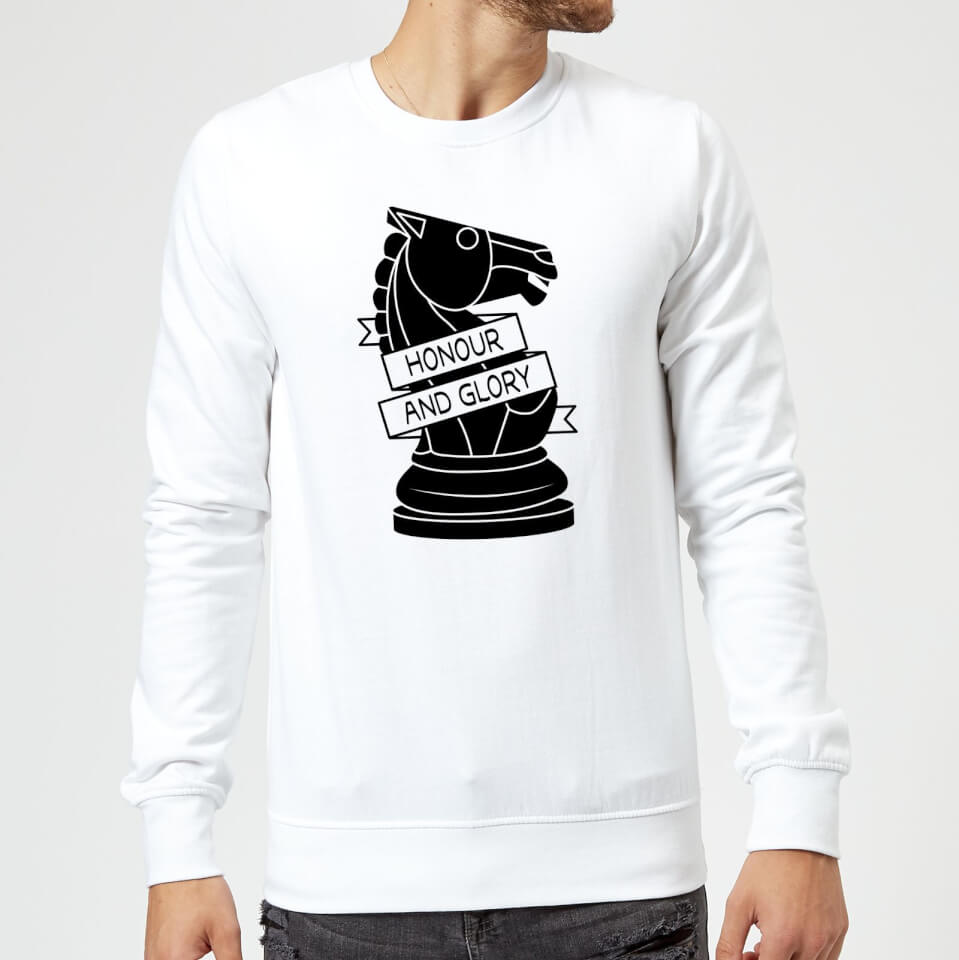 Knight Chess Piece Honour And Glory Sweatshirt - White
