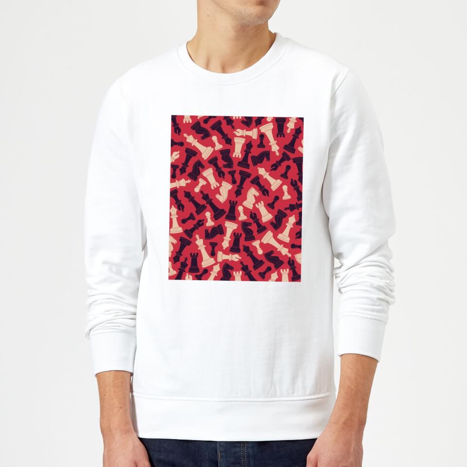 Chess Piece Pattern Sweatshirt - White