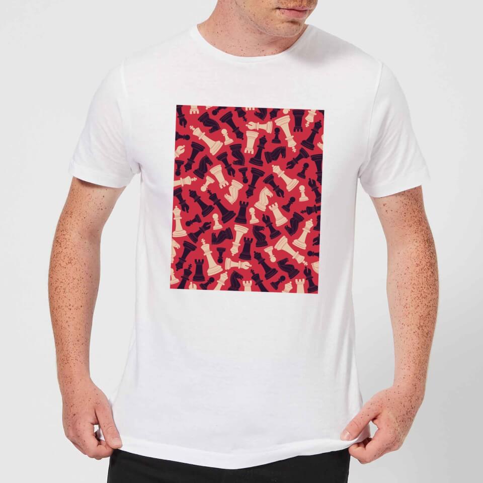 Chess Piece Pattern Men's T-Shirt - White