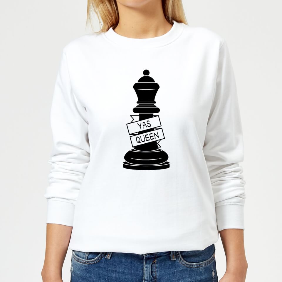 Queen Chess Piece Yas Queen Women's Sweatshirt - White