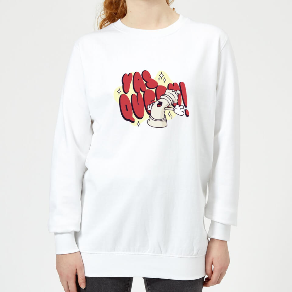 Yas Queen! Cartoon Women's Sweatshirt - White