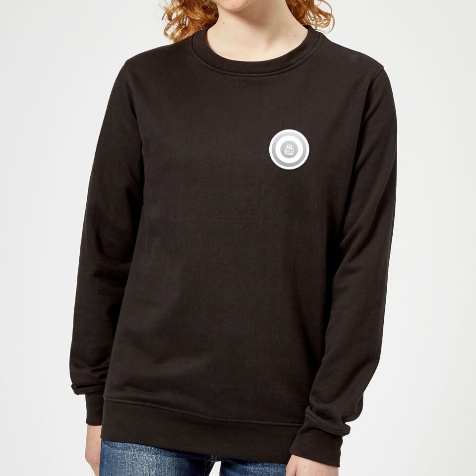 White Checker Pocket Print Women's Sweatshirt - Black