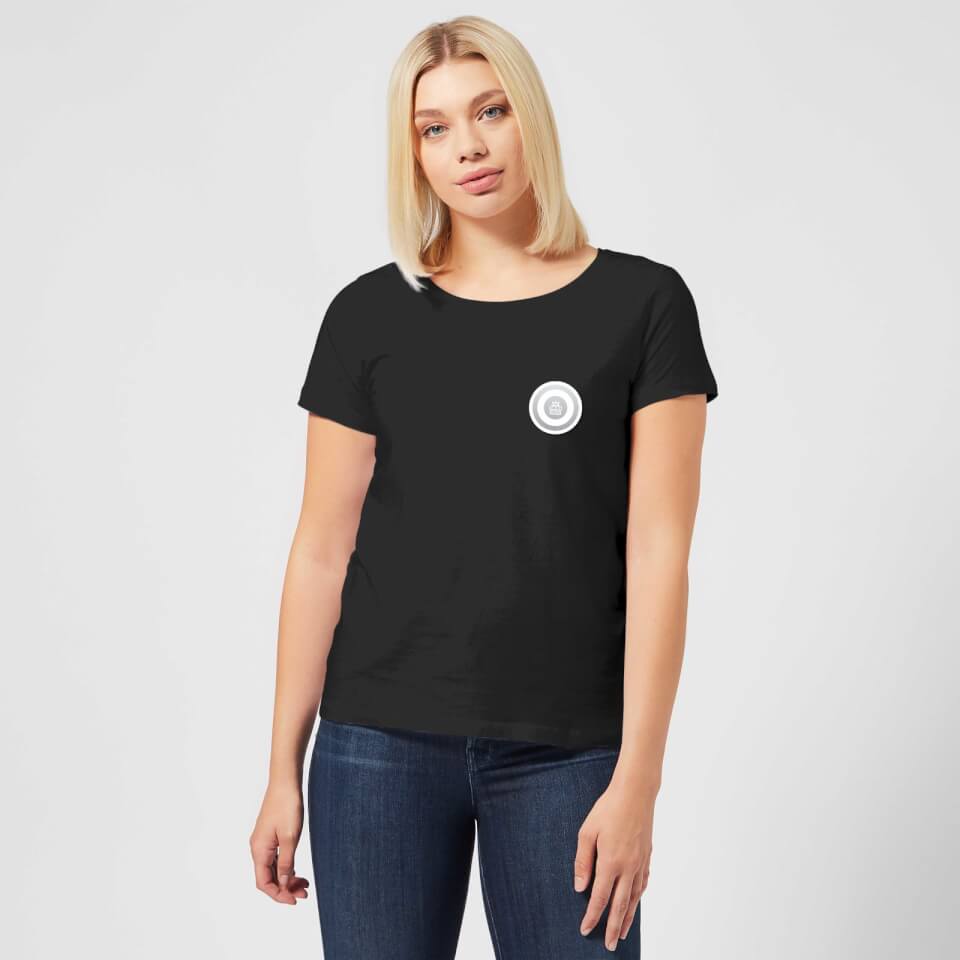 White Checker Pocket Print Women's T-Shirt - Black 1