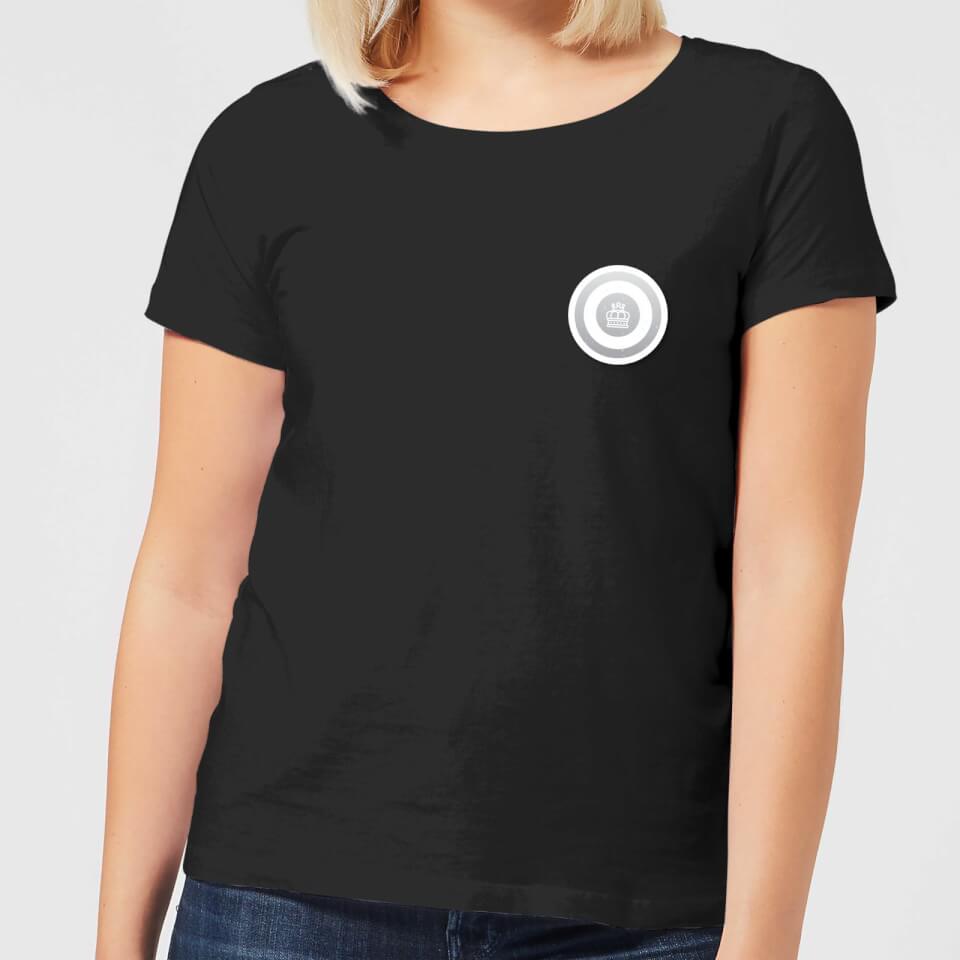 White Checker Pocket Print Women's T-Shirt - Black