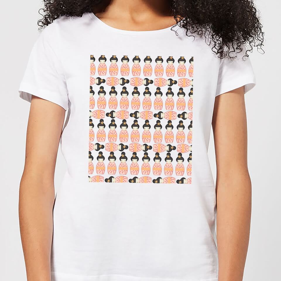 Orange Geisha Block Print Women's T-Shirt - White