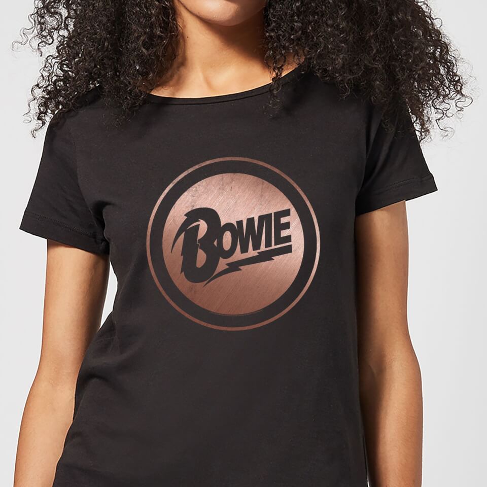David Bowie Rose Gold Badge Women's T-Shirt - Black