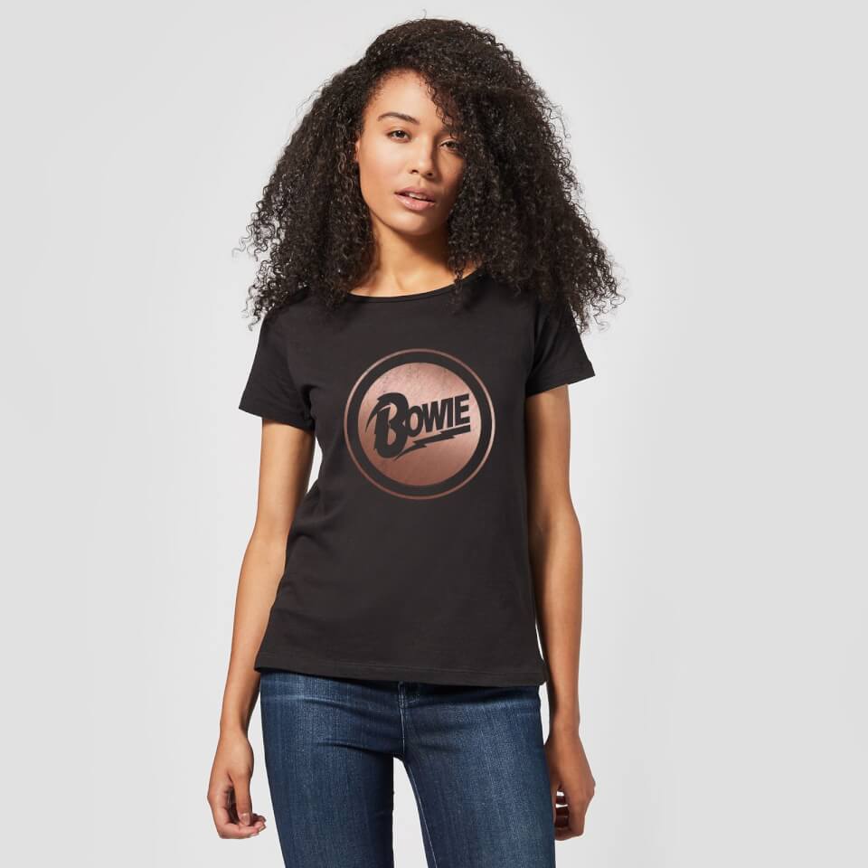David Bowie Rose Gold Badge Women's T-Shirt - Black 1