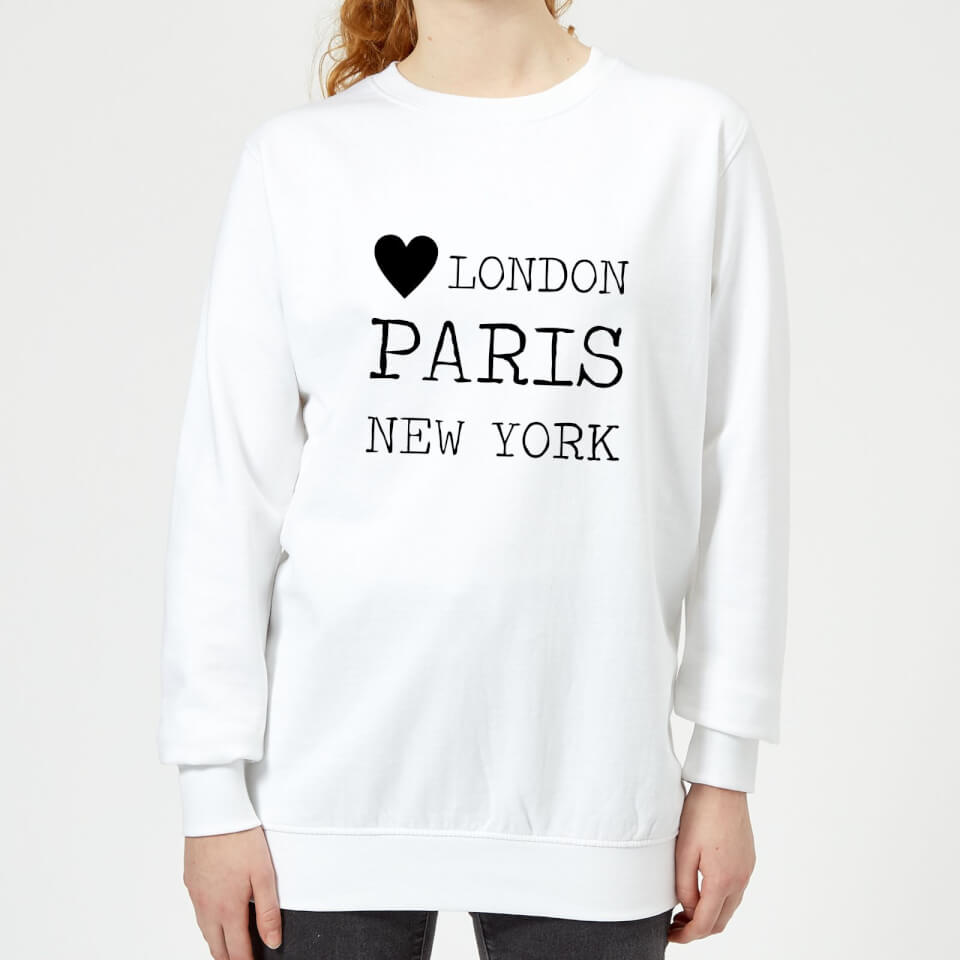 Love Heart London Paris New York Women's Sweatshirt - White