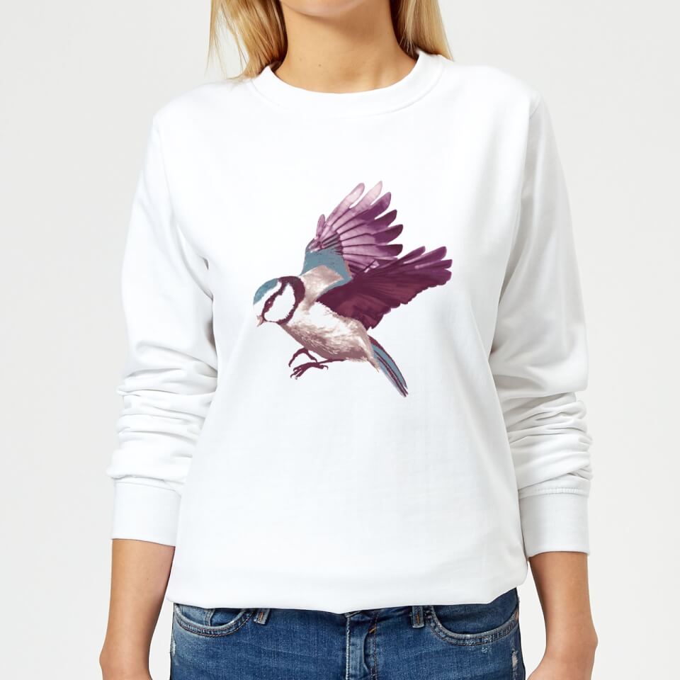 Blue Tit In Flight Women's Sweatshirt - White