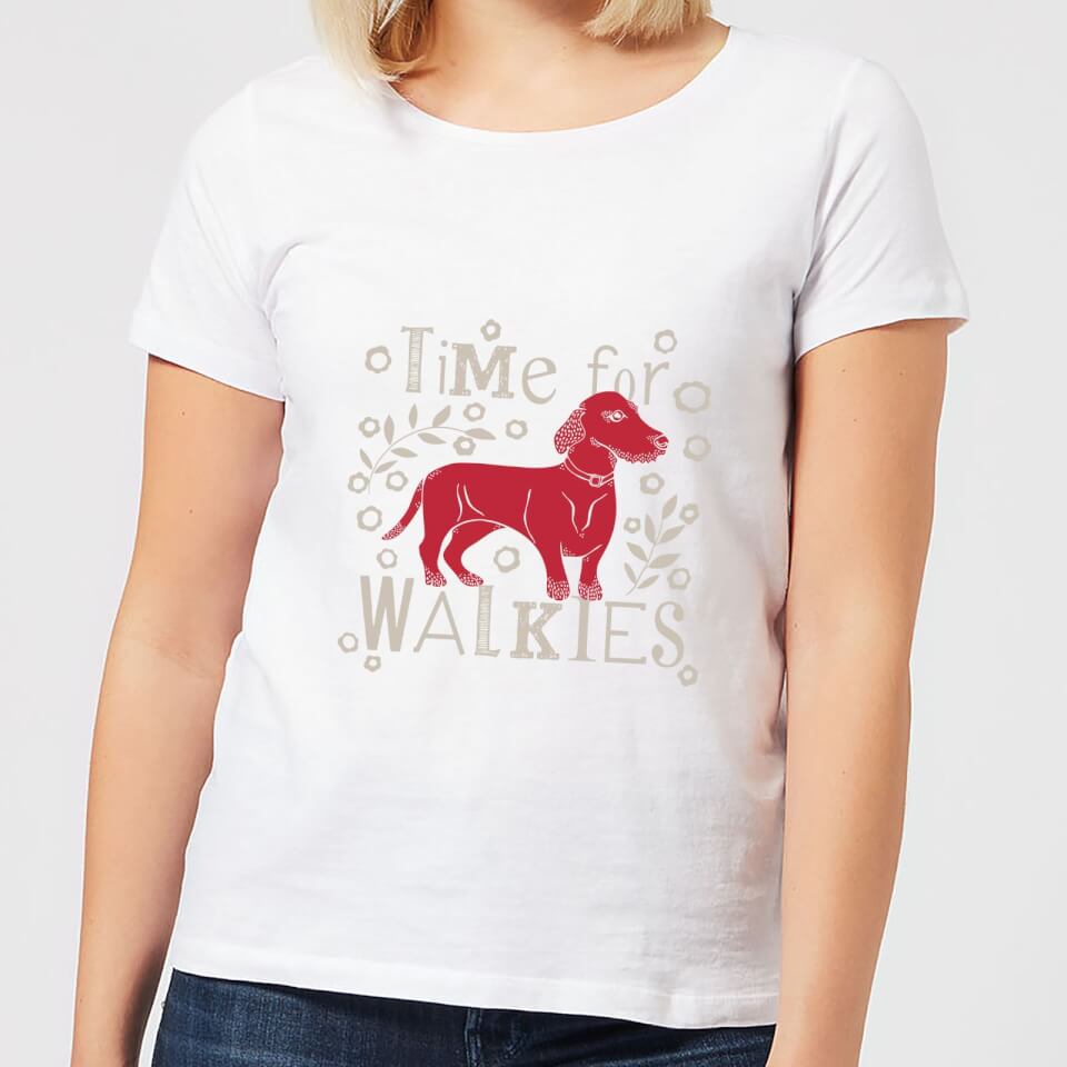 Candlelight Time For Walkies Cutout Sausage Dog Women's T-Shirt - White