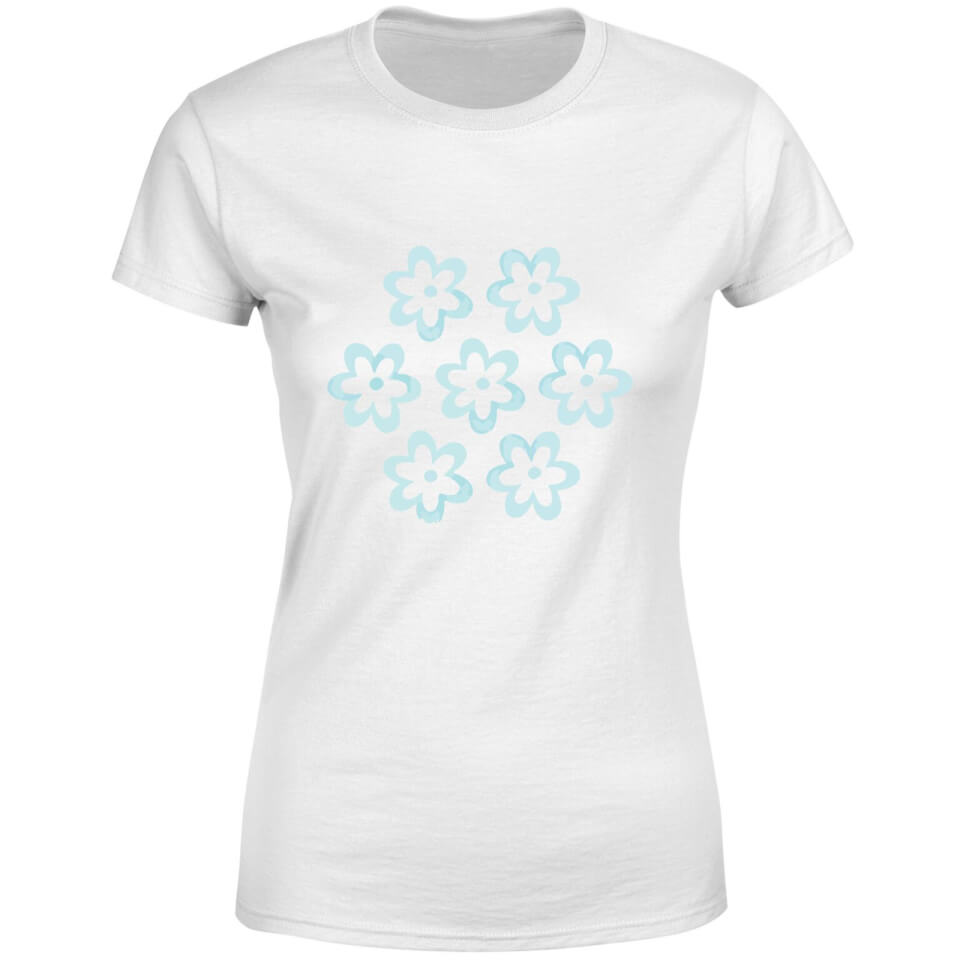Candlelight Cartoon Pansy Burst Women's T-Shirt - White 3