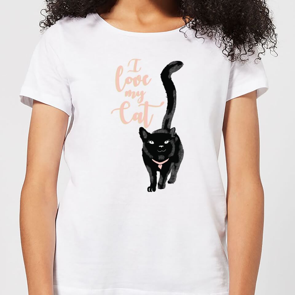 Candlelight I Love My Cat Black Cat Women's T-Shirt - White