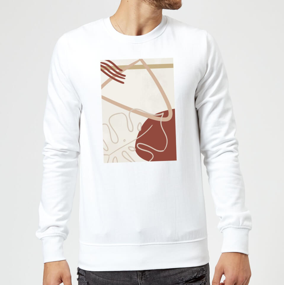 Candlelight Decorative Leaf And Shape Print Sweatshirt - White