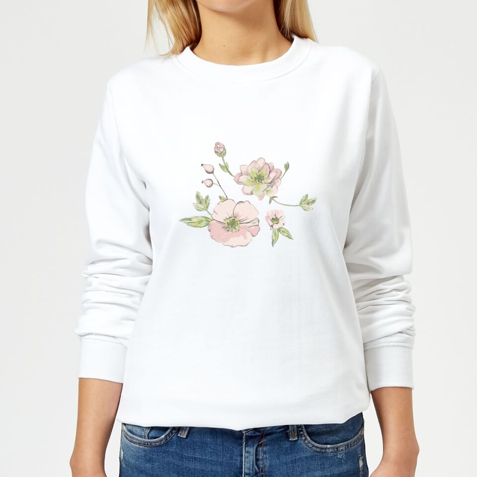 Candlelight Peony And Pansy Women's Sweatshirt - White