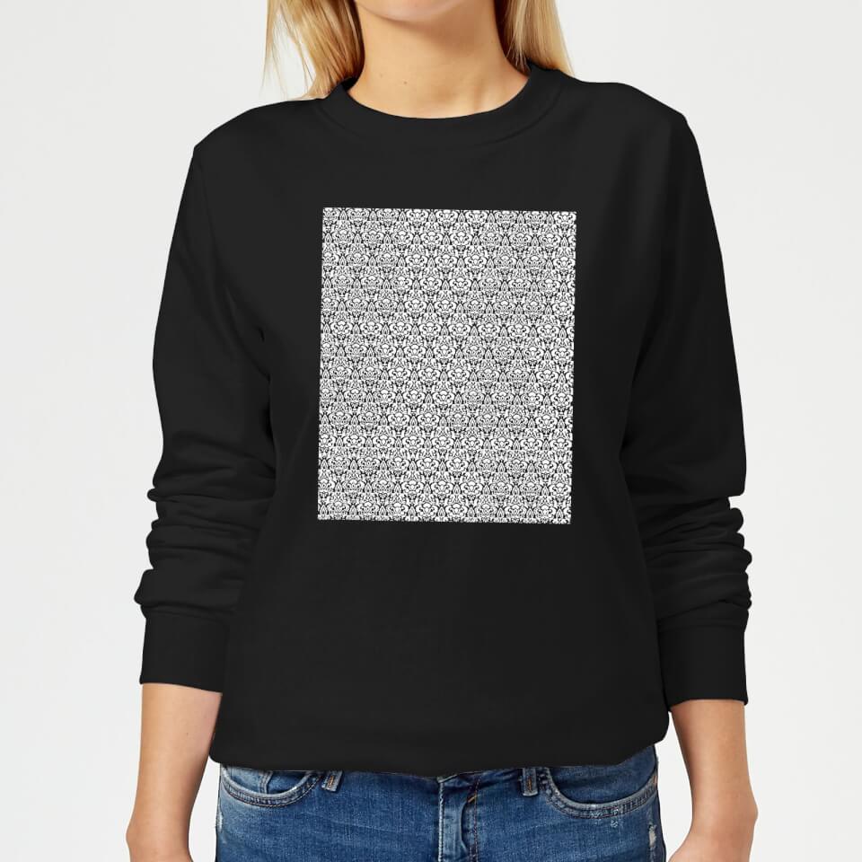 Candlelight Lace Fabric Pattern Women's Sweatshirt - Black