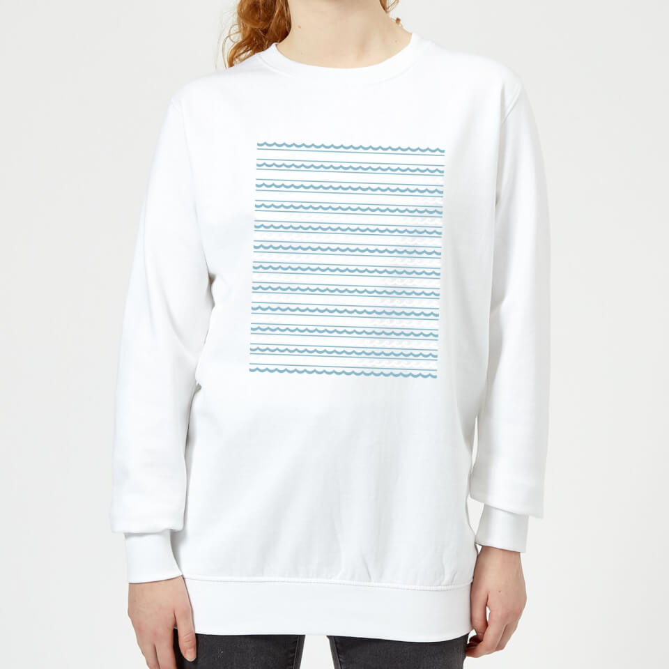 Candlelight Simple Wave Pattern Women's Sweatshirt - White