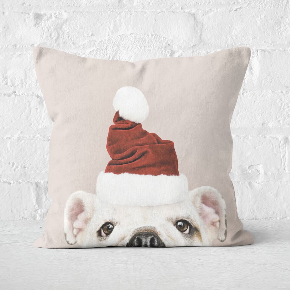 Christmas Bulldog Square Cushion