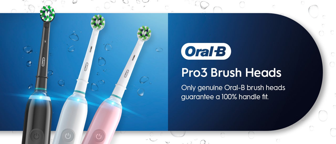Oral-B Pro3 Bursh Heads Only genuine oral-B brush heads guarantee a 100% handle fit.