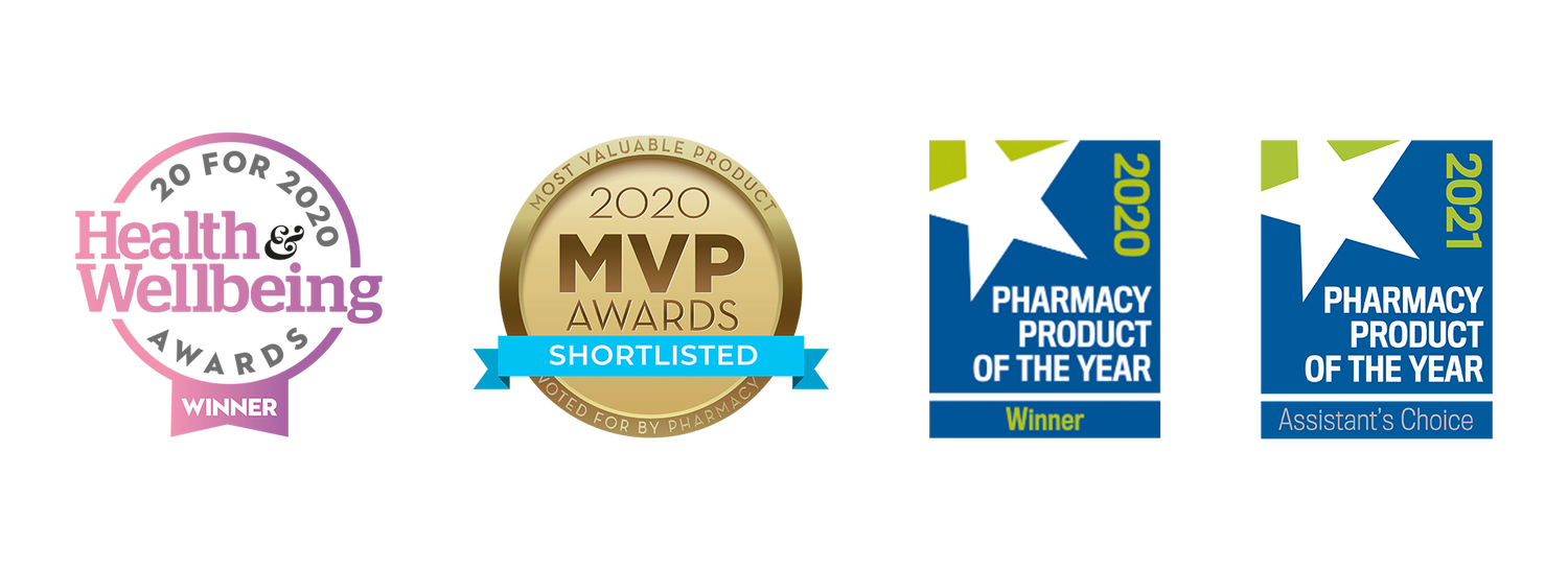 2020 mvp awards shortlisted, 20 for 2022 health & wellbeing awards, 2021 pharmacy product of the year assistant's choice, 2020 pharmacy product of the year winner