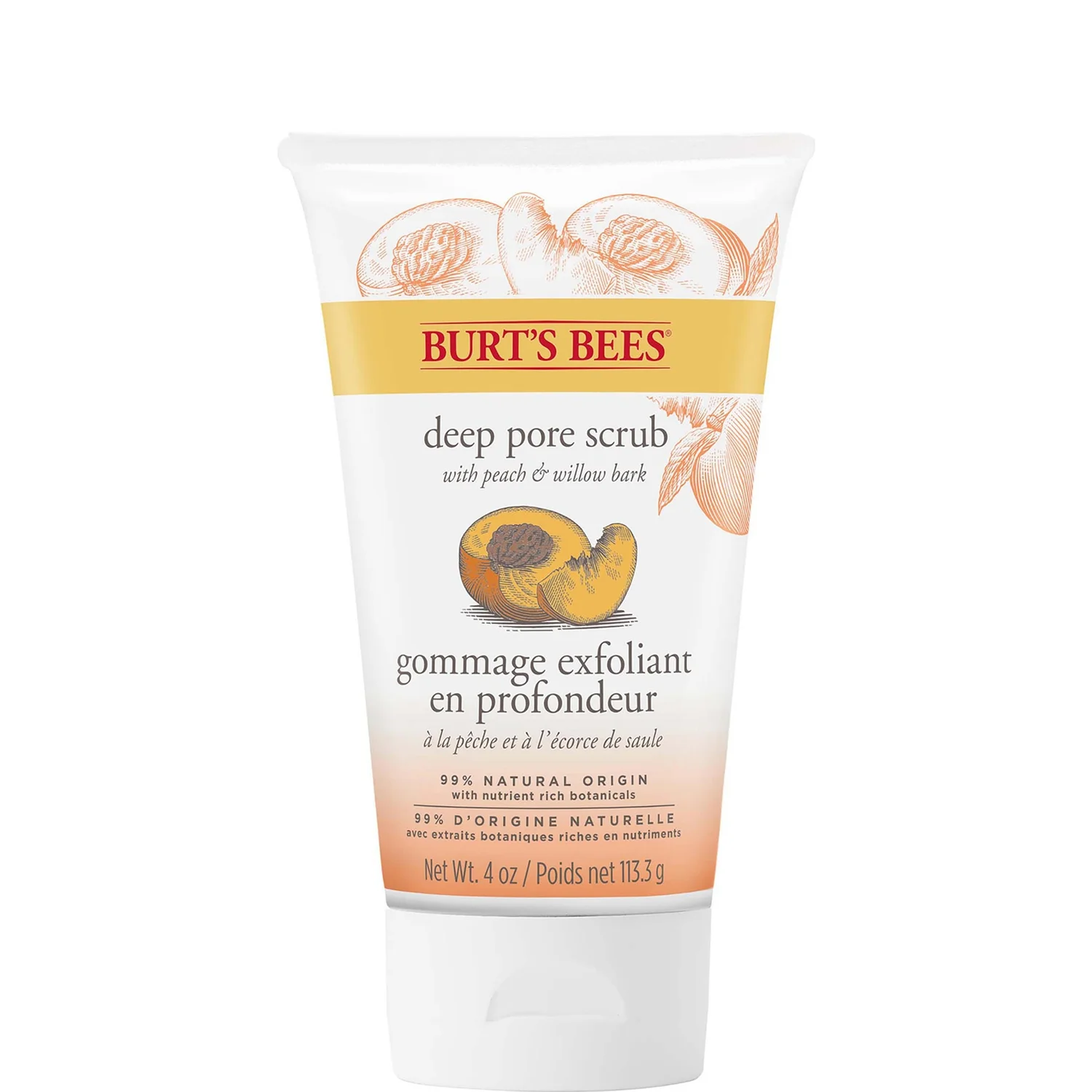 Burt's Bees Peach & Willowbark Deep Pore Scrub (4 oz / 110g)