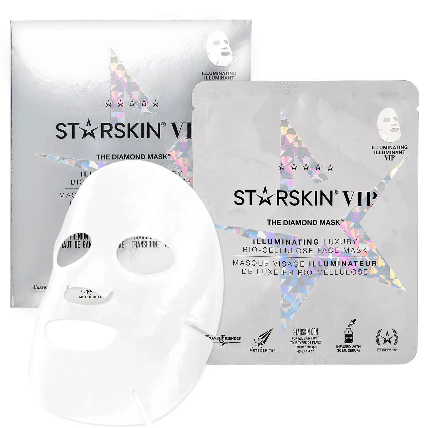 STARSKIN The Diamond Mask™ VIP Illuminating Coconut Bio-Cellulose Second Skin Face Mask