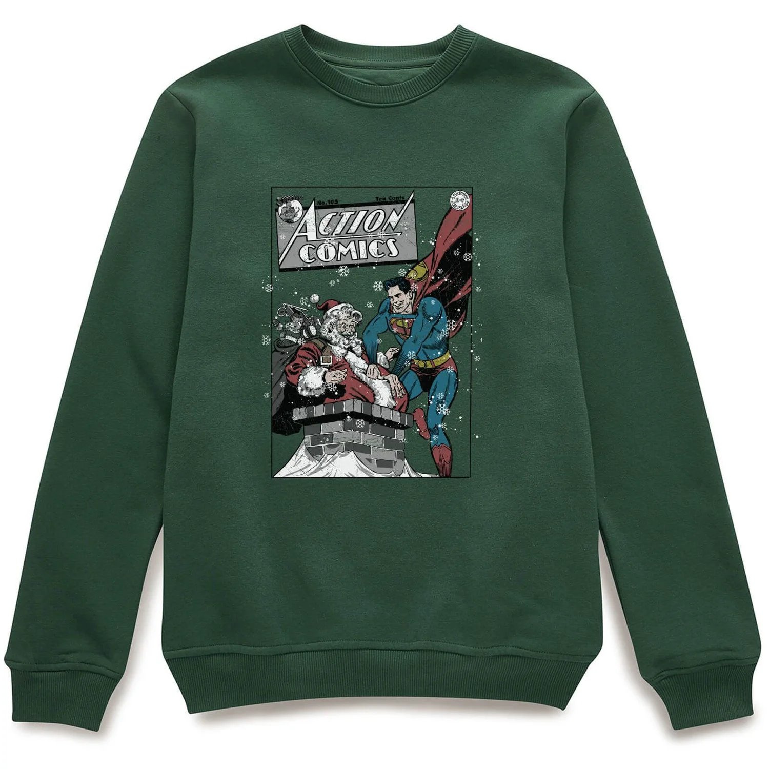 DC Comics Originals Superman met de Kerstman Action Comics Kersttrui - Donkergroen - L