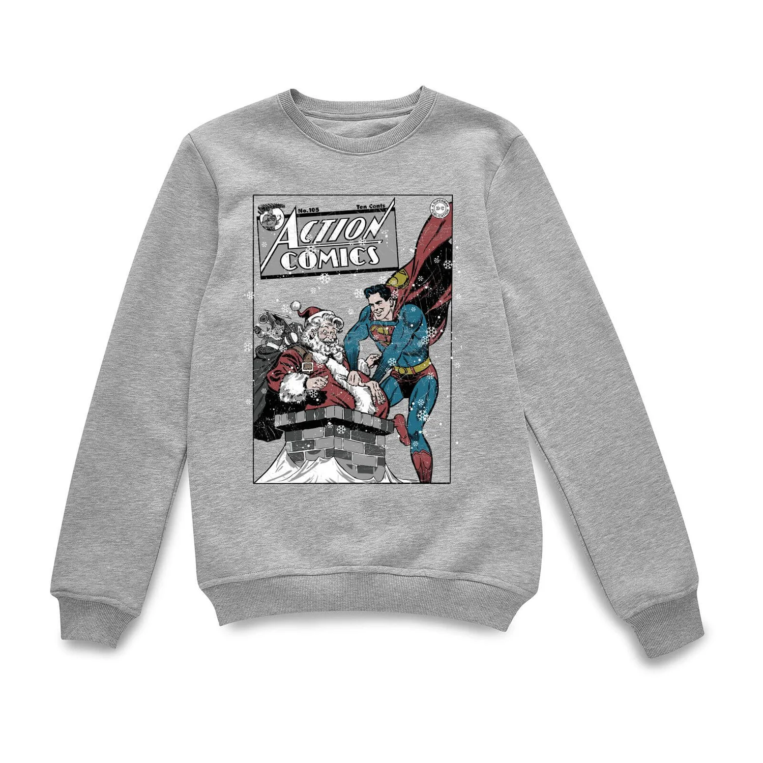 DC Comics Originals Superman met de Kerstman Action Comics Kersttrui - Grijs - S