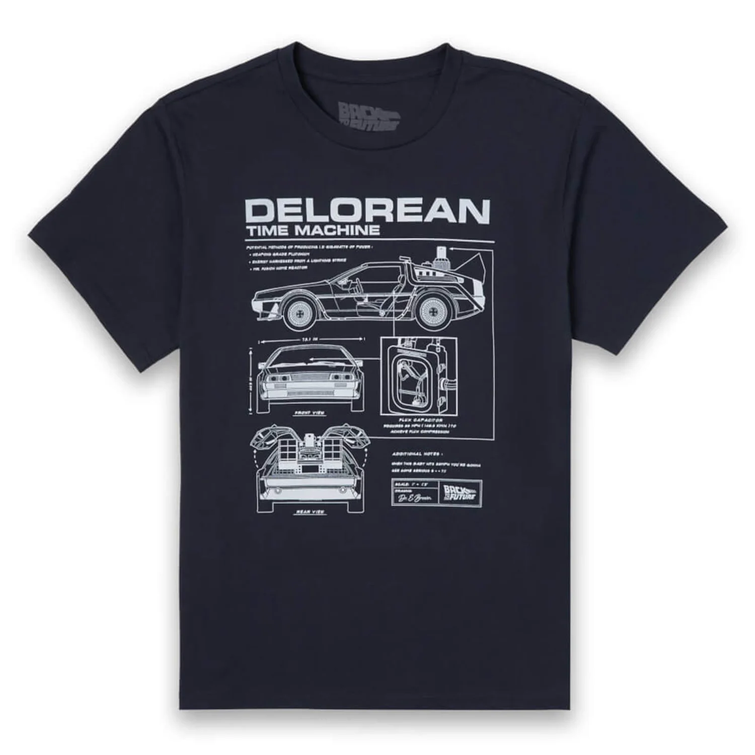 Back to the Future DeLorean Schematic T-shirt - Navy