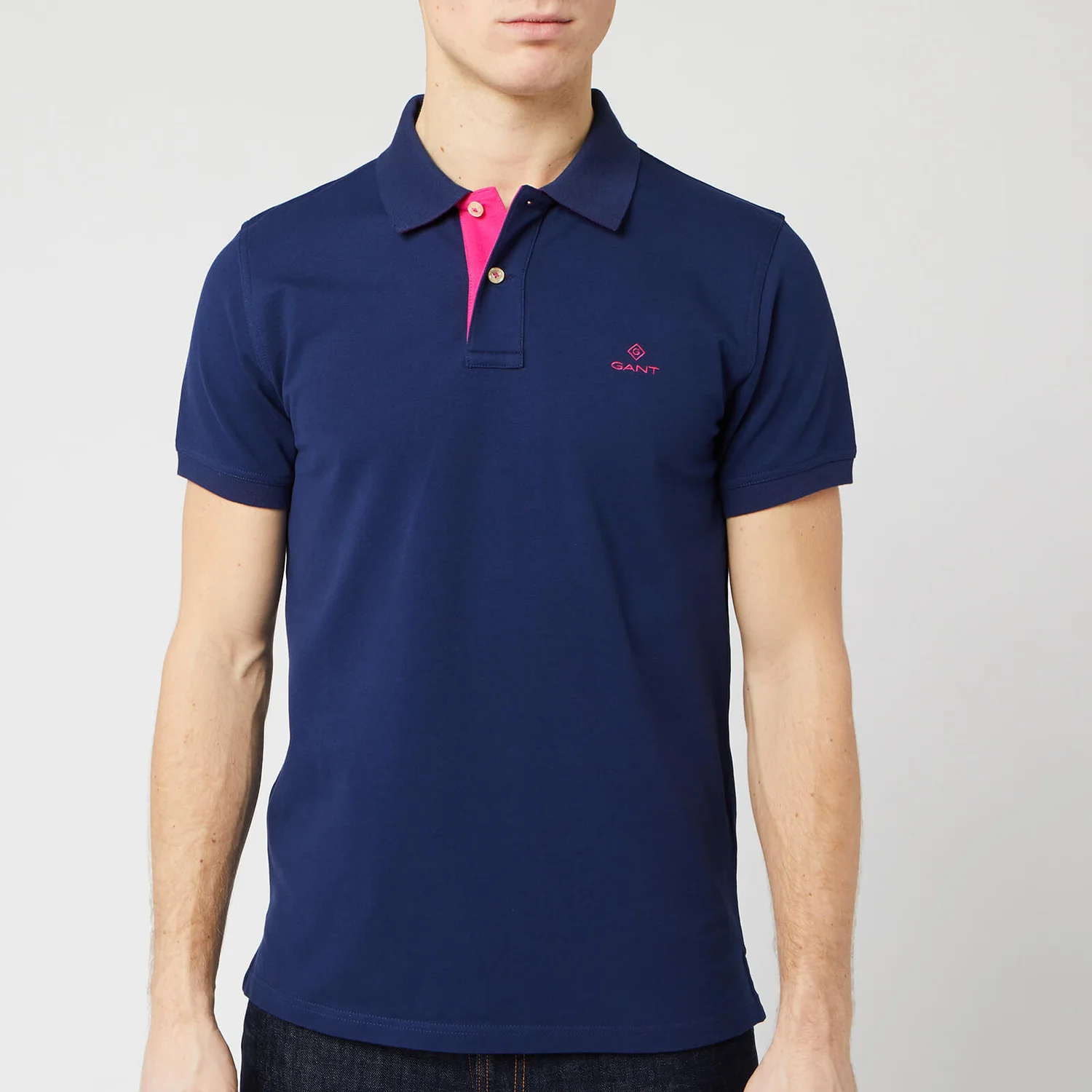 GANT Men's Contrast Collar Pique Rugger Polo Shirt - Persian Blue - S