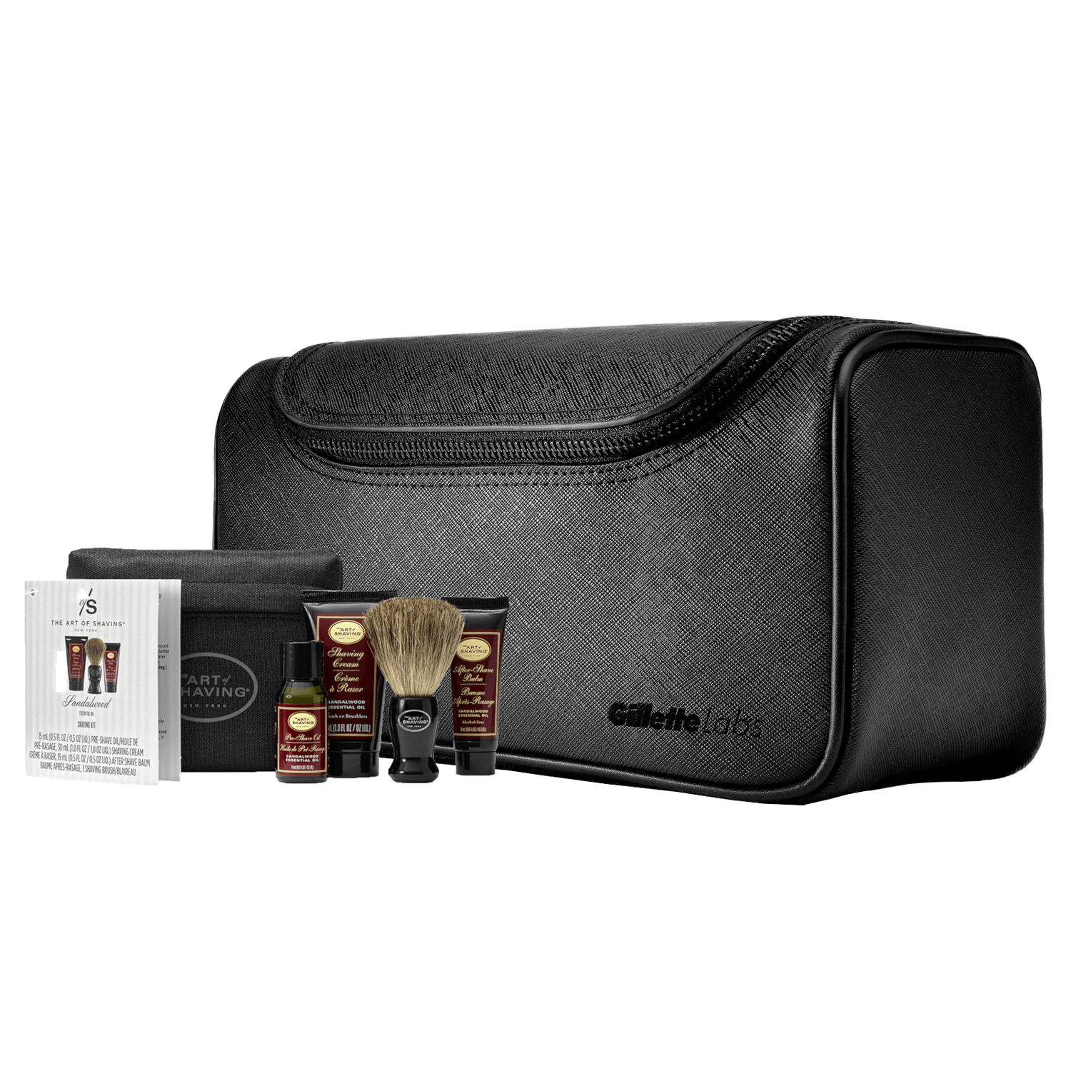 GilletteLabs Saffiano Leather Washbag and Art of Shaving Travel Kit