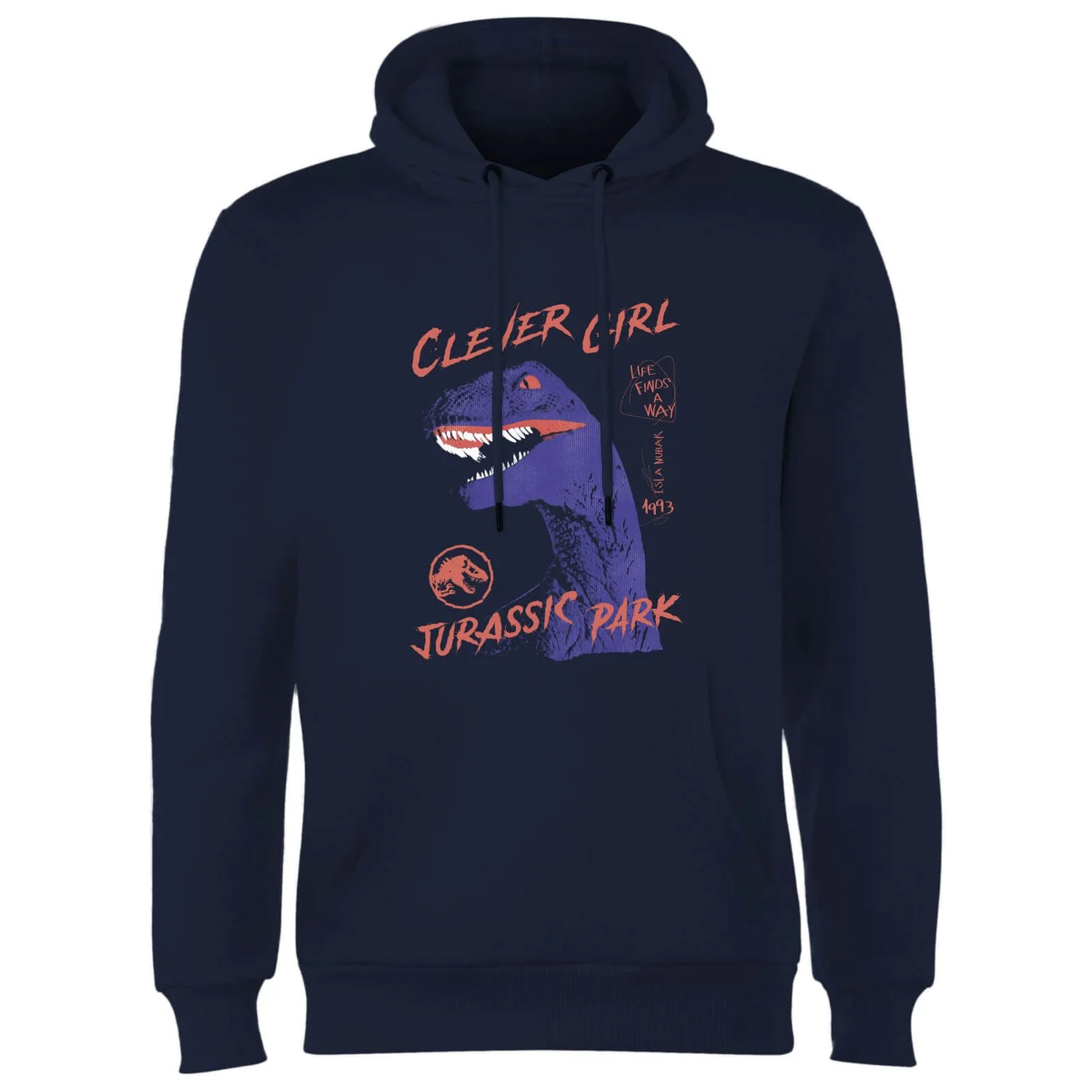Jurassic Park Life Finds A Way Raptor Hoodie - Navy