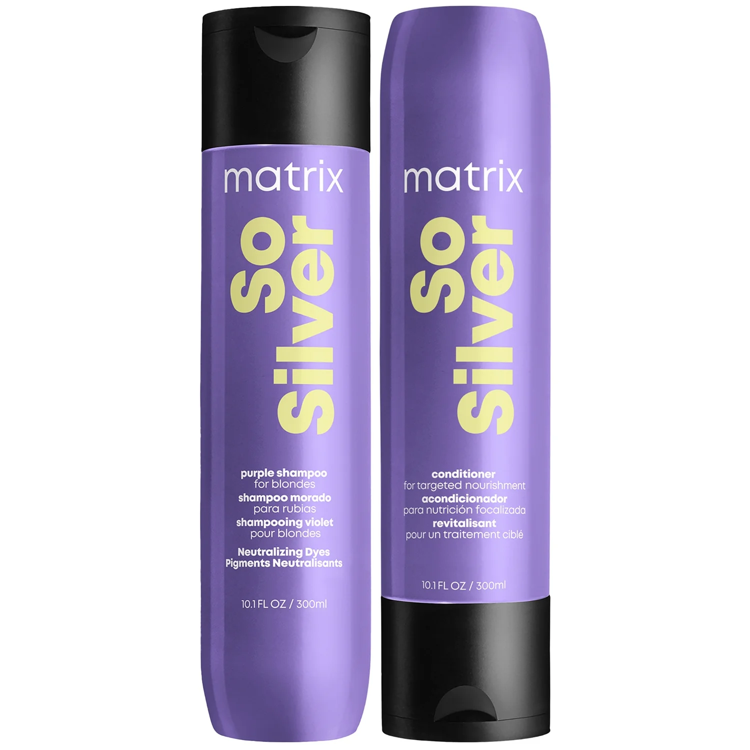 Matrix Total Results So Silver Purple Toning Shampoo and Conditioner for Blonde, Silver & Grey Hair 300ml Duo