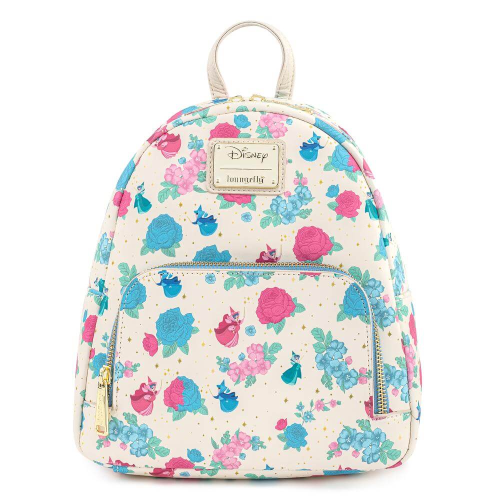 Loungefly Disney Sleeping Beauty Floral Fairy Godmother AOP Mini Backpack