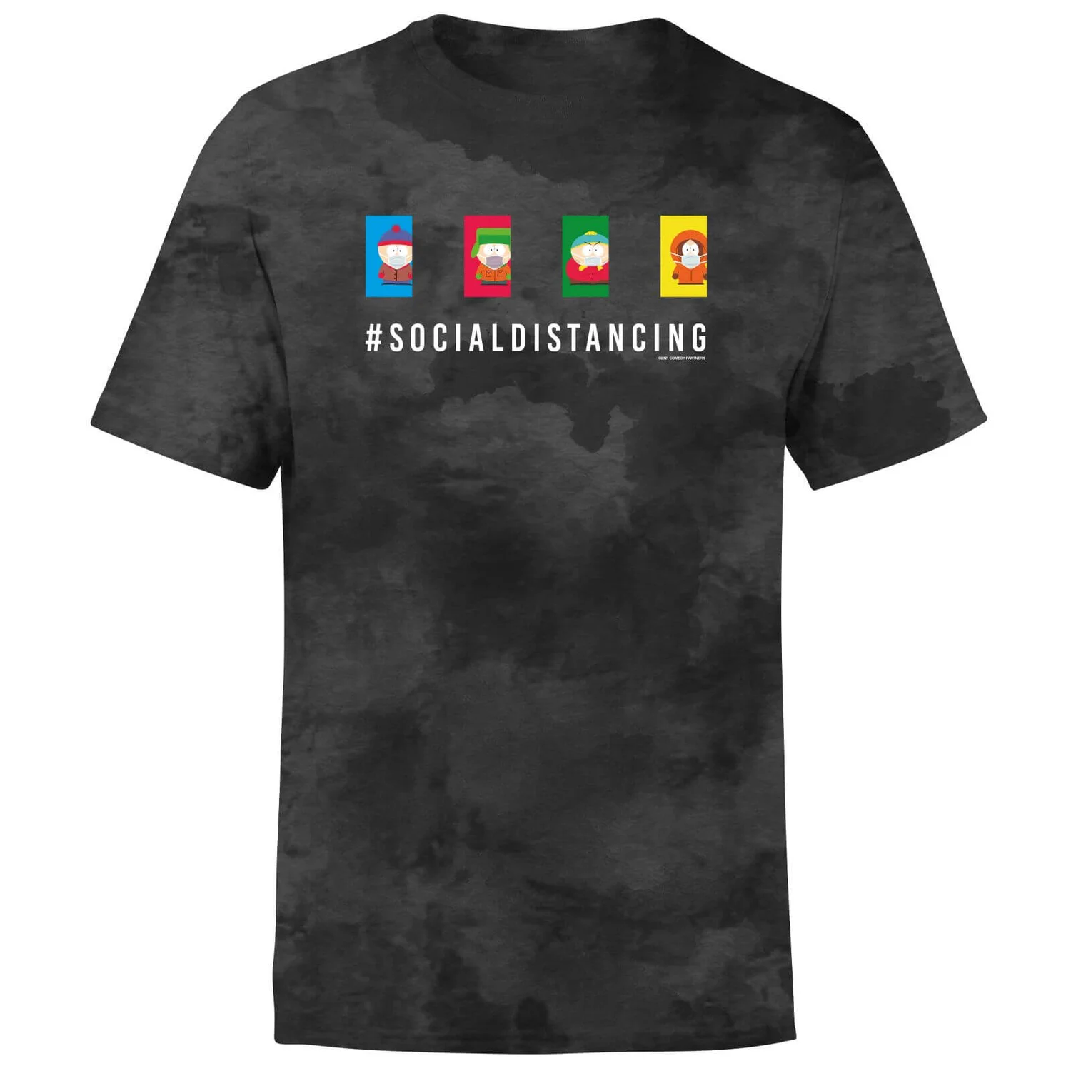 South Park Social Distancing Unisex T-Shirt - Black Tie Dye